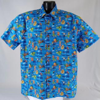 Tiki themed vintage Hawaiian shirt